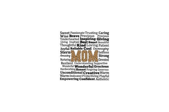 Mom Word Art Typography Design Review for Embroidery