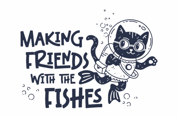 Nautical Cat Diver Art