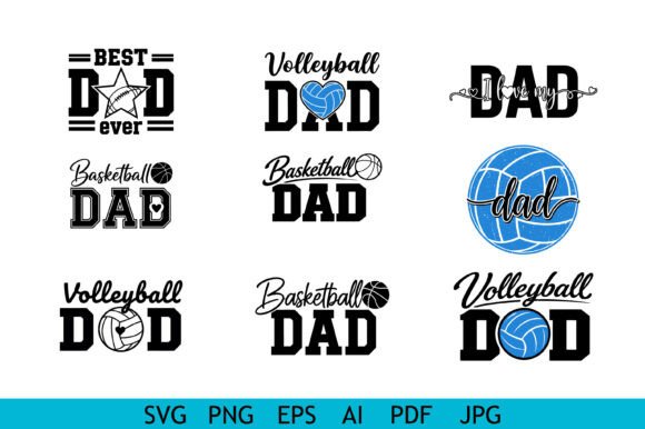 Sports Dad Typography Bundle Design